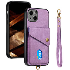 Custodia Silicone Ultra Sottile Morbida Cover con Magnetico S09D per Apple iPhone 15 Plus Viola