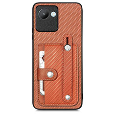 Custodia Silicone Ultra Sottile Morbida Cover con Magnetico S09D per Realme C30s Marrone