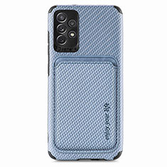 Custodia Silicone Ultra Sottile Morbida Cover con Magnetico S09D per Samsung Galaxy A52 4G Blu