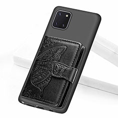 Custodia Silicone Ultra Sottile Morbida Cover con Magnetico S09D per Samsung Galaxy Note 10 Lite Nero