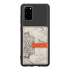 Custodia Silicone Ultra Sottile Morbida Cover con Magnetico S09D per Samsung Galaxy S20 Plus Nero