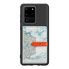 Custodia Silicone Ultra Sottile Morbida Cover con Magnetico S09D per Samsung Galaxy S20 Ultra 5G Blu
