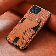 Custodia Silicone Ultra Sottile Morbida Cover con Magnetico S10D per Samsung Galaxy F12 Marrone