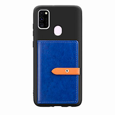 Custodia Silicone Ultra Sottile Morbida Cover con Magnetico S11D per Samsung Galaxy M30s Blu