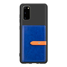 Custodia Silicone Ultra Sottile Morbida Cover con Magnetico S12D per Samsung Galaxy S20 Blu