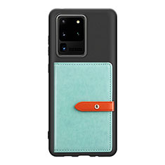 Custodia Silicone Ultra Sottile Morbida Cover con Magnetico S12D per Samsung Galaxy S20 Ultra Azzurro