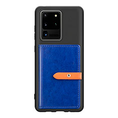 Custodia Silicone Ultra Sottile Morbida Cover con Magnetico S12D per Samsung Galaxy S20 Ultra Blu