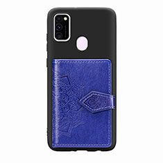Custodia Silicone Ultra Sottile Morbida Cover con Magnetico S13D per Samsung Galaxy M30s Blu