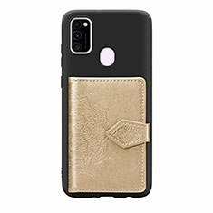 Custodia Silicone Ultra Sottile Morbida Cover con Magnetico S13D per Samsung Galaxy M30s Oro