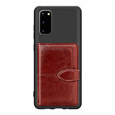 Custodia Silicone Ultra Sottile Morbida Cover con Magnetico S13D per Samsung Galaxy S20 Marrone