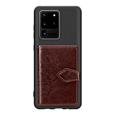 Custodia Silicone Ultra Sottile Morbida Cover con Magnetico S13D per Samsung Galaxy S20 Ultra Marrone