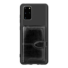 Custodia Silicone Ultra Sottile Morbida Cover con Magnetico S14D per Samsung Galaxy S20 Plus 5G Nero