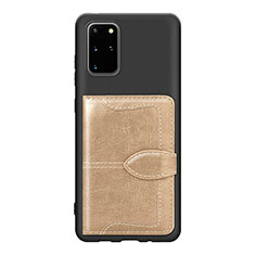Custodia Silicone Ultra Sottile Morbida Cover con Magnetico S14D per Samsung Galaxy S20 Plus 5G Oro