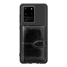Custodia Silicone Ultra Sottile Morbida Cover con Magnetico S14D per Samsung Galaxy S20 Ultra 5G Nero