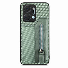 Custodia Silicone Ultra Sottile Morbida Cover con Magnetico S6D per Huawei Honor X7a Verde