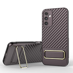 Custodia Silicone Ultra Sottile Morbida Cover con Supporto KC1 per Samsung Galaxy A14 4G Marrone