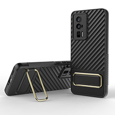 Custodia Silicone Ultra Sottile Morbida Cover con Supporto KC1 per Xiaomi Redmi K60 5G Nero