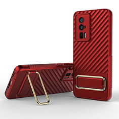 Custodia Silicone Ultra Sottile Morbida Cover con Supporto KC1 per Xiaomi Redmi K60 5G Rosso