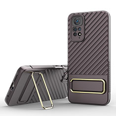 Custodia Silicone Ultra Sottile Morbida Cover con Supporto KC1 per Xiaomi Redmi Note 11 4G (2022) Marrone