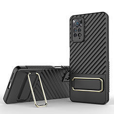 Custodia Silicone Ultra Sottile Morbida Cover con Supporto KC1 per Xiaomi Redmi Note 11 Pro 4G Nero