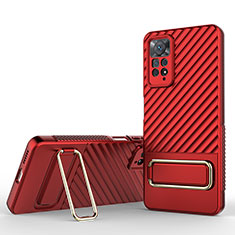 Custodia Silicone Ultra Sottile Morbida Cover con Supporto KC1 per Xiaomi Redmi Note 11 Pro 4G Rosso