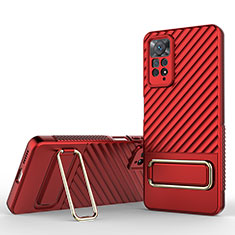Custodia Silicone Ultra Sottile Morbida Cover con Supporto KC1 per Xiaomi Redmi Note 11 Pro 5G Rosso