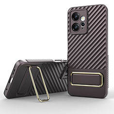 Custodia Silicone Ultra Sottile Morbida Cover con Supporto KC1 per Xiaomi Redmi Note 12 4G Marrone