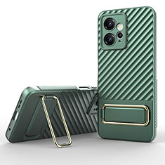 Custodia Silicone Ultra Sottile Morbida Cover con Supporto KC1 per Xiaomi Redmi Note 12 4G Verde