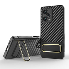 Custodia Silicone Ultra Sottile Morbida Cover con Supporto KC1 per Xiaomi Redmi Note 12 Pro+ Plus 5G Nero