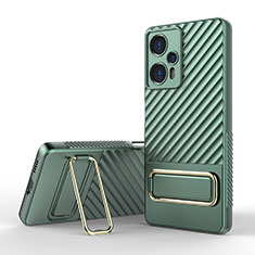 Custodia Silicone Ultra Sottile Morbida Cover con Supporto KC1 per Xiaomi Redmi Note 12 Turbo 5G Verde