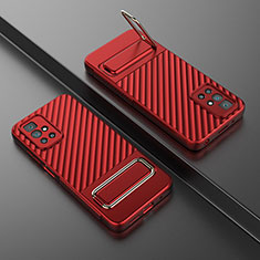 Custodia Silicone Ultra Sottile Morbida Cover con Supporto KC2 per Xiaomi Redmi 10 Prime Rosso