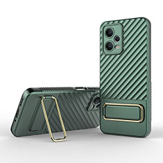 Custodia Silicone Ultra Sottile Morbida Cover con Supporto KC2 per Xiaomi Redmi Note 12 5G Verde