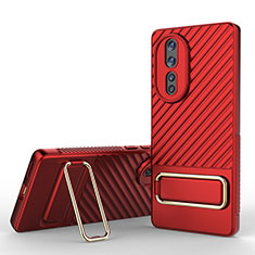 Custodia Silicone Ultra Sottile Morbida Cover con Supporto KC3 per Huawei Honor 80 5G Rosso