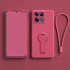 Custodia Silicone Ultra Sottile Morbida Cover con Supporto per OnePlus 10T 5G Rosa Caldo