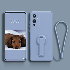 Custodia Silicone Ultra Sottile Morbida Cover con Supporto per OnePlus 9 5G Grigio Lavanda