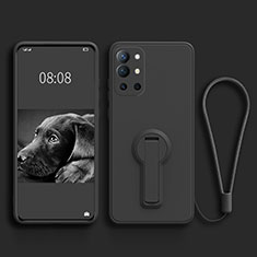 Custodia Silicone Ultra Sottile Morbida Cover con Supporto per OnePlus 9R 5G Nero