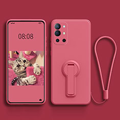 Custodia Silicone Ultra Sottile Morbida Cover con Supporto per OnePlus 9R 5G Rosa Caldo