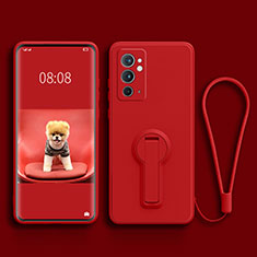 Custodia Silicone Ultra Sottile Morbida Cover con Supporto per OnePlus 9RT 5G Rosso