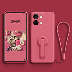 Custodia Silicone Ultra Sottile Morbida Cover con Supporto per OnePlus Ace 2V 5G Rosa Caldo