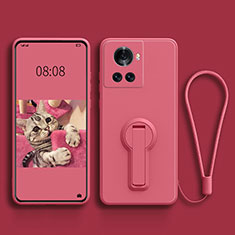 Custodia Silicone Ultra Sottile Morbida Cover con Supporto per OnePlus Ace 5G Rosa Caldo