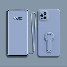 Custodia Silicone Ultra Sottile Morbida Cover con Supporto per Oppo Find X3 5G Grigio Lavanda