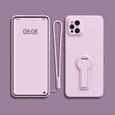 Custodia Silicone Ultra Sottile Morbida Cover con Supporto per Oppo Find X3 Pro 5G Lavanda