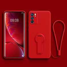 Custodia Silicone Ultra Sottile Morbida Cover con Supporto per Oppo Reno6 5G Rosso