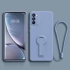 Custodia Silicone Ultra Sottile Morbida Cover con Supporto per Oppo Reno6 Pro 5G India Grigio Lavanda