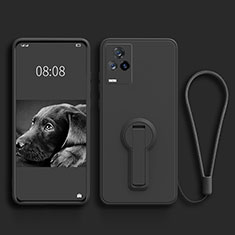 Custodia Silicone Ultra Sottile Morbida Cover con Supporto per Vivo iQOO 7 Legend 5G Nero