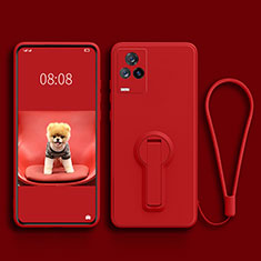 Custodia Silicone Ultra Sottile Morbida Cover con Supporto per Vivo iQOO 7 Legend 5G Rosso