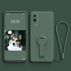 Custodia Silicone Ultra Sottile Morbida Cover con Supporto per Vivo iQOO Z5x 5G Verde Notte