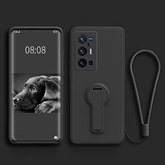 Custodia Silicone Ultra Sottile Morbida Cover con Supporto per Vivo X70 Pro+ Plus 5G Nero