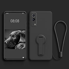 Custodia Silicone Ultra Sottile Morbida Cover con Supporto per Vivo Y53s 5G Nero