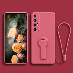 Custodia Silicone Ultra Sottile Morbida Cover con Supporto per Xiaomi Mi 10S 5G Rosa Caldo